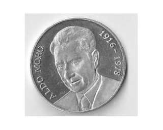 Medaglia commemorativa argento aldo moro 1916   1978/5000 mila lire.