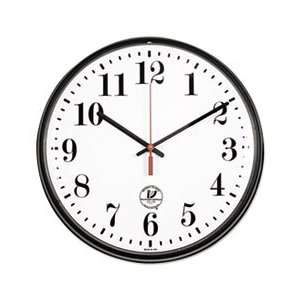  Atomic Slimline Contemporary Clock, 12 3/4in, Black