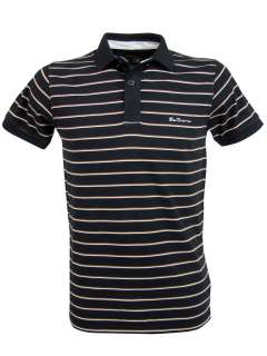 Ben Sherman Polo T Shirt Double Stripe Black  