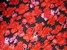 Vintage 1950s Red Roses on Black Rayon /Cotton Dress 