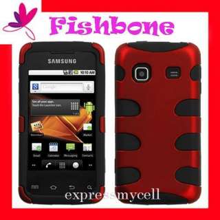 Red FISHBONE HYBRID IMPACT Case Cover for Straight Talk SAMSUNG GALAXY 