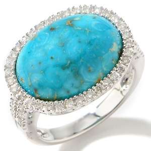   Crown Spring Turquoise and Diamond 14K White Gold Ring 