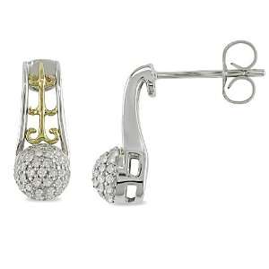10k Yellow Gold Silver, Diamond Drop Earrings, (.25 cttw, GH Color, I3 