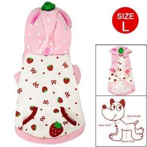 com Como Dog Strawberry Print Pink White Hooded Button Open Coat Pet 