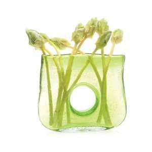  Wide Square Recycled Glass Vase   Green