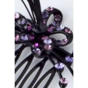 Fashion Hair Accessory ~ Purple Crystal Flower Hair Pin Comb (Style 