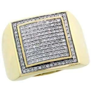 14k Gold Mens Square Diamond Ring, w/ 0.52 Carat Brilliant Cut 