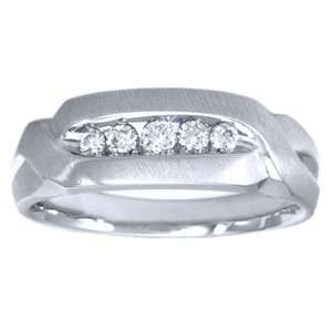    1/3 carat Diamond 14k White Gold Mens Wedding Ring Jewelry