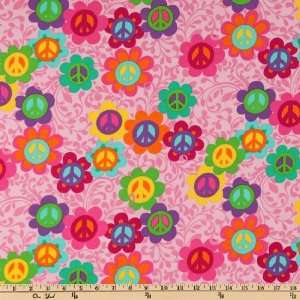  44 Wide Girl Power Peace Pink Fabric By The Yard Arts 