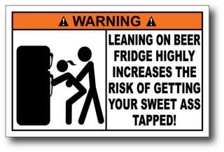 Beer Fridge Tapped Funny Warning Decal Sticker Kegerator Refrigerator 