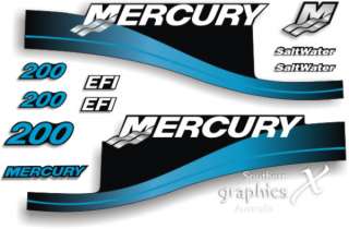 Mercury outboard motor 200hp decals stickers graphics  