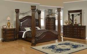   Formal Style King Size 4 Pc Four Posters Bedroom Set Luxury Look