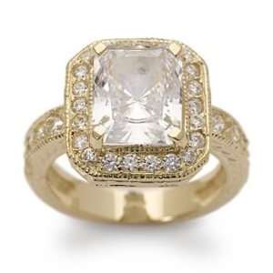 40 Carat Cubic Zirconia Ring With 1.35 Ct. T.W. Cubic Zirconia Sides 
