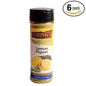 Red Monkey Foods Lemon Pepper Seasoning, 4 Ounce Bottles (Pack of 6)