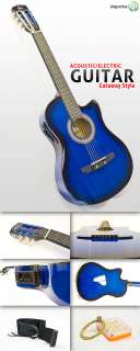 Electric Acoustic Guitar Cutaway Design With Guitar Case, Strap, Tuner 