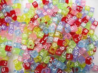  6mm Mixed Cube Acrylic ALPHABET LETTER BEADS bsb5  