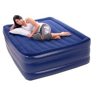  Flocked Queen Size Inflatable Mattress w/AC Pump, Bag & Patch Kit