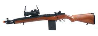 CYMA M14 SOCOM Airsoft Electric Gun and Red Dot Scope AEG   Wood Color 