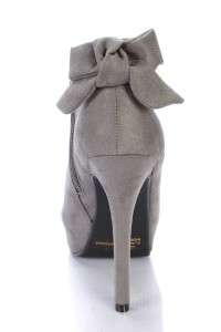 QUPID NAKARI 01 GRAY PEEPTOE HIDDEN PLATFORM BOOTIE  