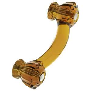  Fluted Amber Glass Bridge Drawer Pull With Nickel Bolts 