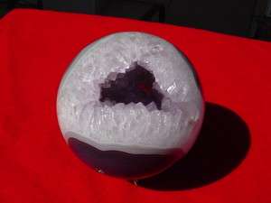 AMETHYST DRUZE AGATE GEODE SPHERE WITH BRASS DISPLAY STAND EXCELLENT 