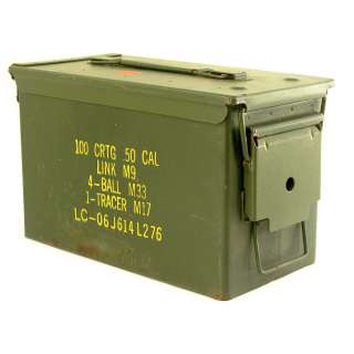 50 Cal 100 Cartridge Ammo Box Military Ammunition Metal Storage Can 
