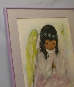 Vintage Signed Print Ted DeGrazia Praying Native American Angel