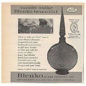  1962 Blenko Glass Face Decanter Hands Make Beautiful Print 