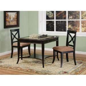  3pc Chess Game Table Set with Game Pieces in Antique Black 