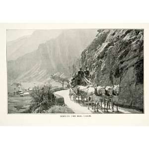 1908 Print Antique Mail Horse Drawn Stagecoach Engadine Switzerland 