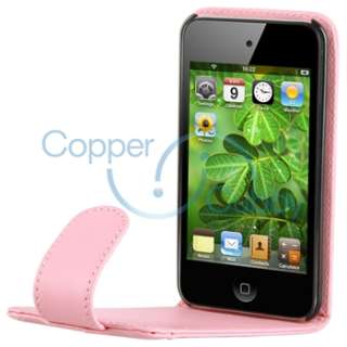   Case Skin+Pink Leather Flip Cover for iPod Touch 4th Gen 4G 4  