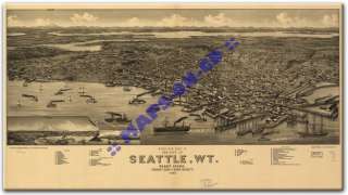 1884 SEATTLE WASHINGTON King County WA USA MAP CD  