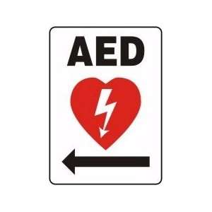 AED     (LEFT ARROW) (W/GRAPHIC) Sign   14 x 10 .040 Aluminum