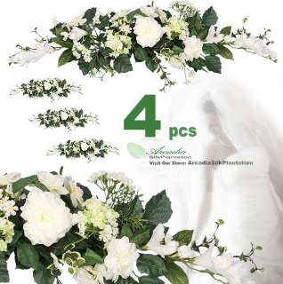 You are bidding on FOUR Snowball Swag Artificial Wedding Arrangement