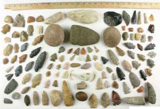 COLLECTION NATIVE AMERICAN ARROWHEAD, CELT, GORGET, AXE WEST AND MID 