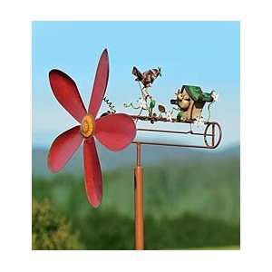  Mama And Baby Bird Feeding Time Whirligig Garden Accent 
