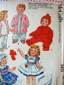 Vintage Pattern BABY DOLL CLOTHES   McCalls 2412 UNCUT  