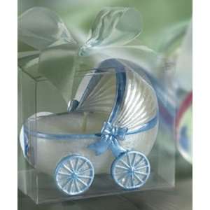  Baby carriage cndle; blue trim; PVC box Baby