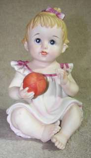 Lefton China Piano Doll Baby Girl w/Ball Old KW7806  