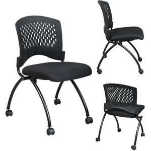  Deluxe Armless Folding Chair with Plastic Back, Casters 