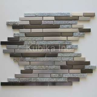 Stone Mosaic Tile Kitchen Backsplash Stainless Steel  