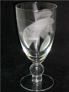 Vintage Crystal Clear Stemware Frosted Leaves Ball Stem  