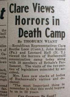 1945 newspaper Judaica HOLOCAUST Death Camps revealed  