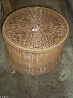 Frontgate Outdoor Wicker Garden Hose Storage Basket  