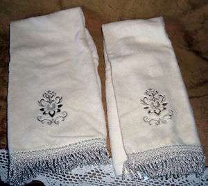 Set of 2 Decorative Embroidered Hand Towels 100% Cotton  
