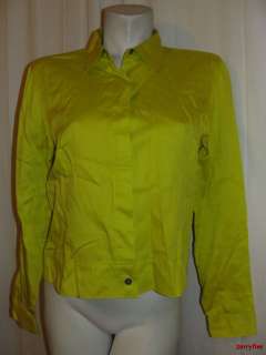   TAYLOR LOFT Lime Green Long Sleeve Button Front Shirt Jacket Size 12 L