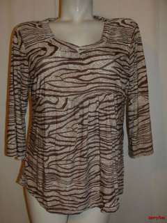   NWT EVERYDAY Chic Trendy Two tone Brown 3/4 Sleeve Blouse Top Size XL