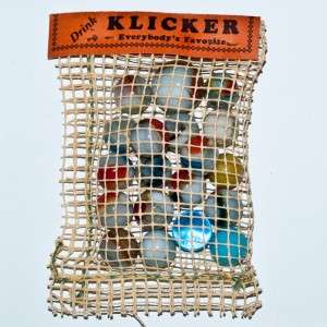 Klickers ~ Starkeys Beverages ~ Original Bag of Trade Marbles c.1940 