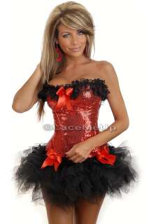   Costume sequin boned corset black skirt size 6 16 ladies new  