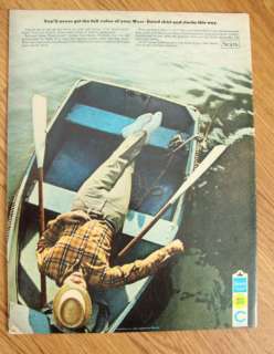 1966  Chemstrand Ad Row Boat Man Sleeping  